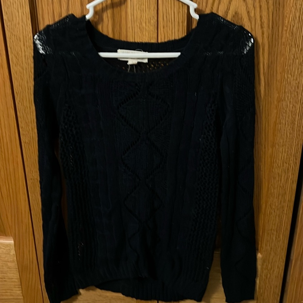 Pink Rose Navy Blue Sweater